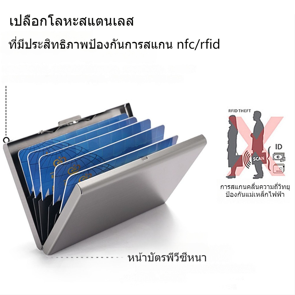 บล็อกอลูมิเนียม ที่ใส่บัตร ป้องกันแม่เหล็ก ผู้หญิง ผู้ชาย โลหะ บัตรเครดิต เคสนามบัตร ที่ใส่นามบัตร กระเป๋าสตางค์