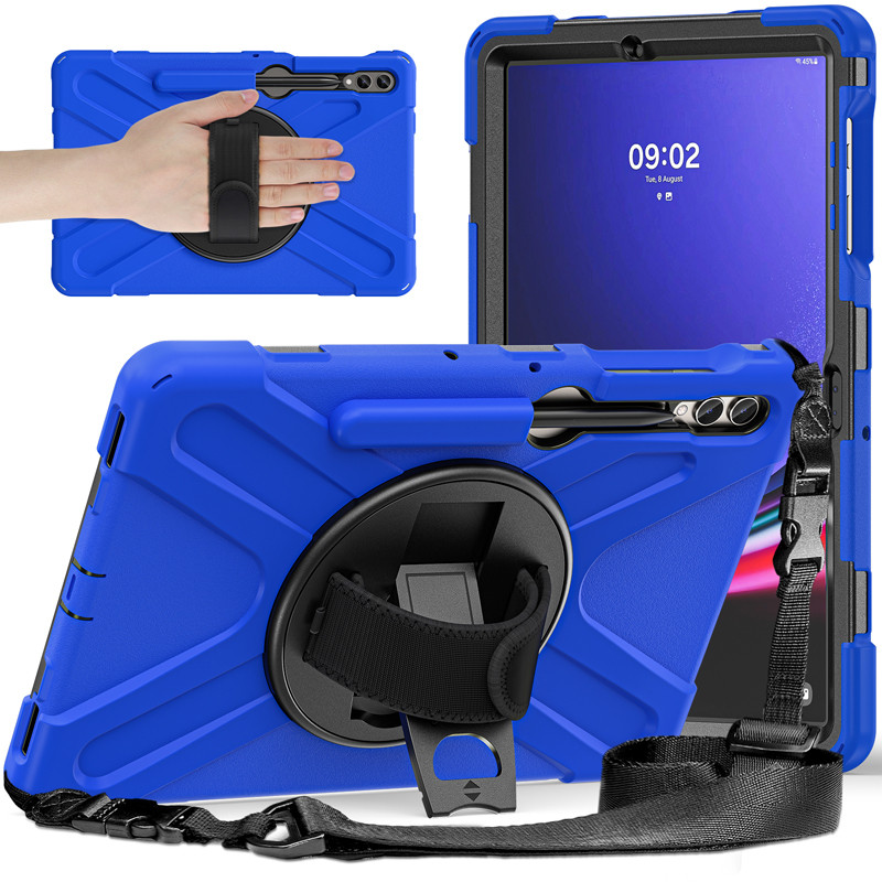 SAMSUNG เคสกันกระแทกสําหรับsamsung Galaxy Tab S9 FE+ S9+ S8+ S7+ S7 FEขาตั้งแบบหมุนSamsung Galaxy Tab S10+ X820 X826 X828 12.4 "ผู้ถือสายคล้องไหล่