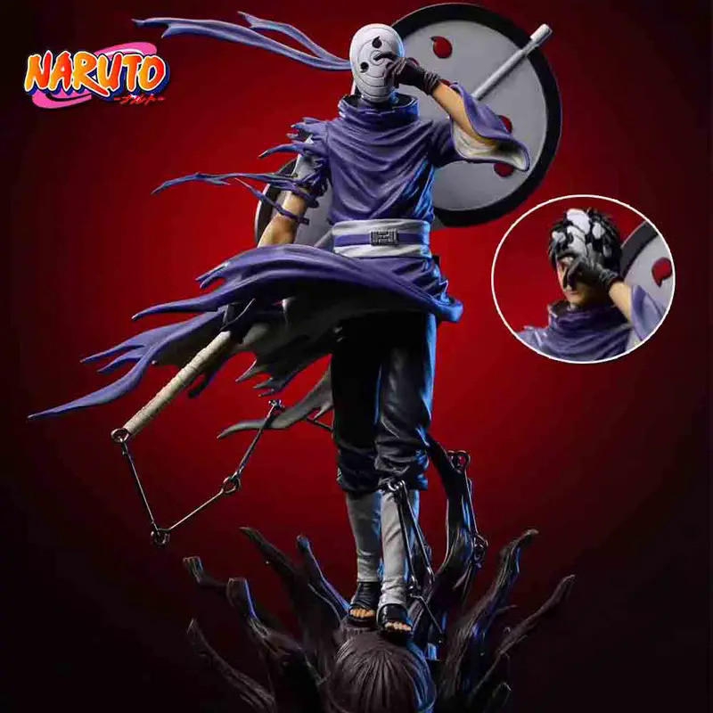New 28cm Naruto Anime Figures Uchiha Obito Action Figures Double-headed  Anime PVC Collection Model 