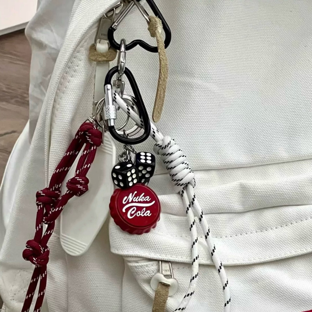 Retro Cola miu พวงกุญแจเชือกสีสันสดใสเบสบอลเทนนิส diy พวงกุญแจกระเป๋าจี้พวงกุญแจรถของขวัญ