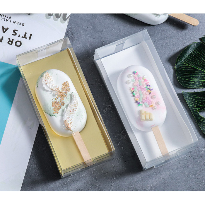 กล่องคุกกี้ กล่องทรงยาวสไลด์ PVC +กระดาษ รอง (LL24)