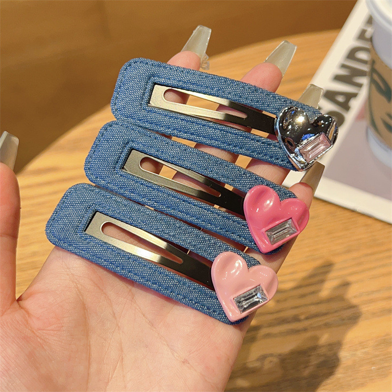 [Magpie] กิ๊บติดผมยีนส์สีน้ําเงินสไตล์เกาหลีหญิง ins dopamine love bb clip เครื่องประดับผม