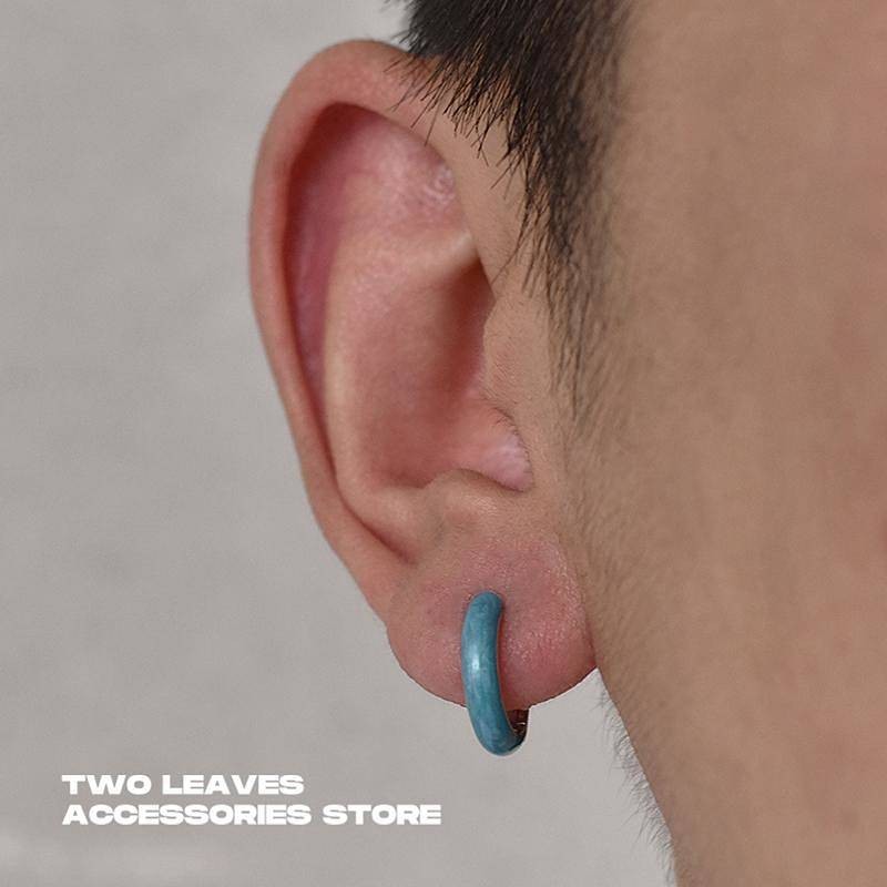 Blue Pattern Earrings Light Luxury Minority Fashion European and American Design Men's and Women's Ear Ring VveL