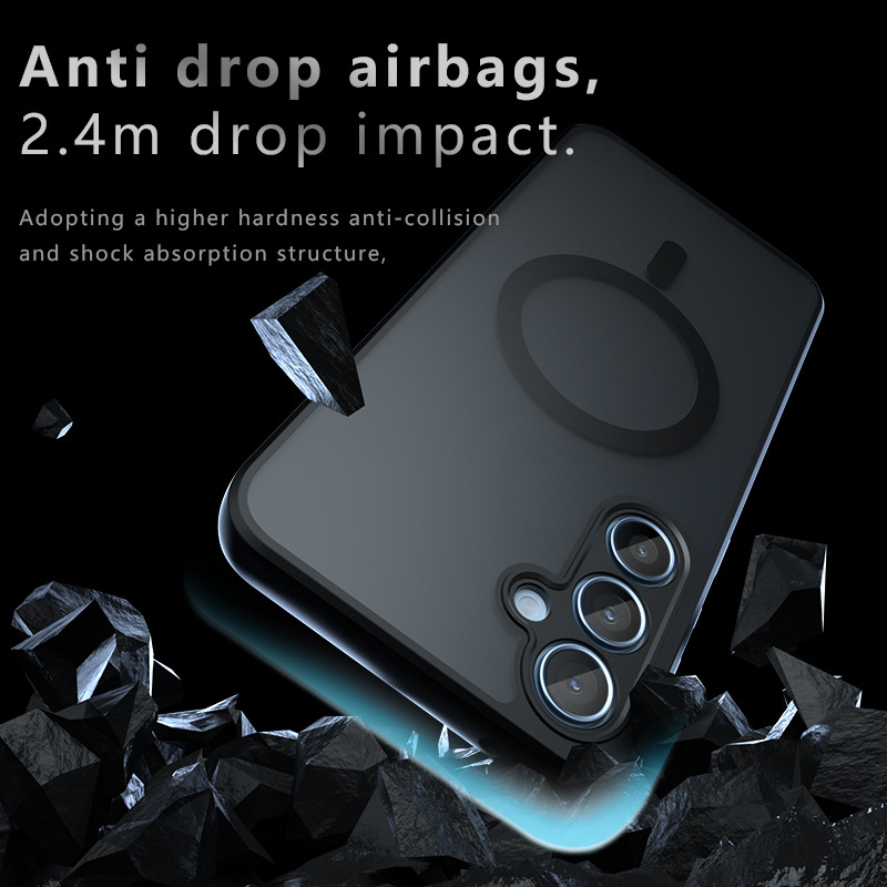 SAMSUNG สําหรับsamsung Galaxy S24 S23 S22 Ultra Plus FE A14 A15 A24 A25 A34 A35 A54 A55 5G 4Gเคสโทรศัพท์,Magneticดูดฝาครอบโปร่งใส