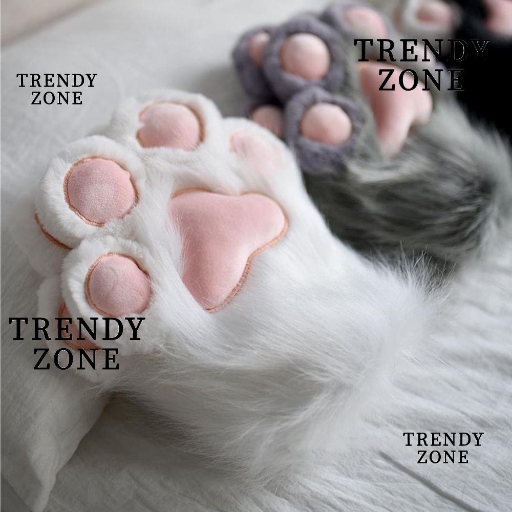 Trendyzone ถุงมือตุ๊กตากรงเล็บแมว, ถุงมือกรงเล็บแมวขนยาวน่ารักไร้นิ้ว, อุปกรณ์เสริมประสิทธิภาพคอสเพลย์ ถุงมือเล็บหมีตุ๊กตาอนิเมะ