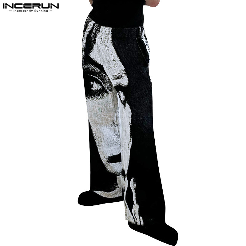 ไม่แน่นอน ผู้ชายวินเทจแฟชั่นบทคัดย่อตัวอักษรพิมพ์ออกแบบกางเกงลําลอง