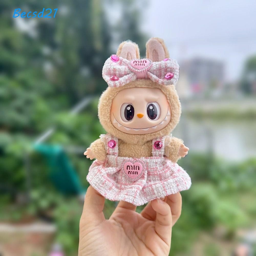 Becsd Labubu ตุ๊กตาเสื้อผ้า,การ์ตูนนั่งและปาร์ตี้ผ้าฝ้ายตุ๊กตาเสื้อผ้า,น่ารัก POP MART Octopus ผ้าคลุมไหล่ Labubu กระโปรงสําหรับ 10/15/17 ซม.ตุ๊กตา