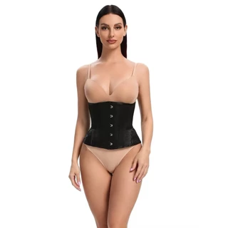 คอร์เซ็ทเอวคอด Corset สีดำ Black lace ไม่ค้ำหน้าอกให้อึดอัด คอร์เซ็ทรัดเอว สายรัดหน้าท้อง