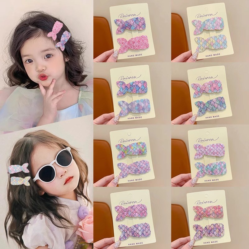 เด็กเลื่อมกิ๊บนางเงือกสาวน่ารักด้านเรียบคลิปอุปกรณ์ผมสาว