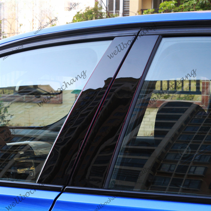 กระจกสีดําเงารถหน้าต่าง B + C เสาสติกเกอร์สําหรับ BMW Series X 1 3 5 7 E46 F20 E90 F30 G20 E60 G30 F