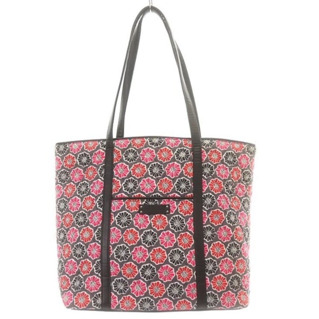 Vera Bradley Tote Bag กระเป๋าถือลายดอกไม้ สีดํา สีเทา ส่งตรงจากญี่ปุ่น มือสอง
