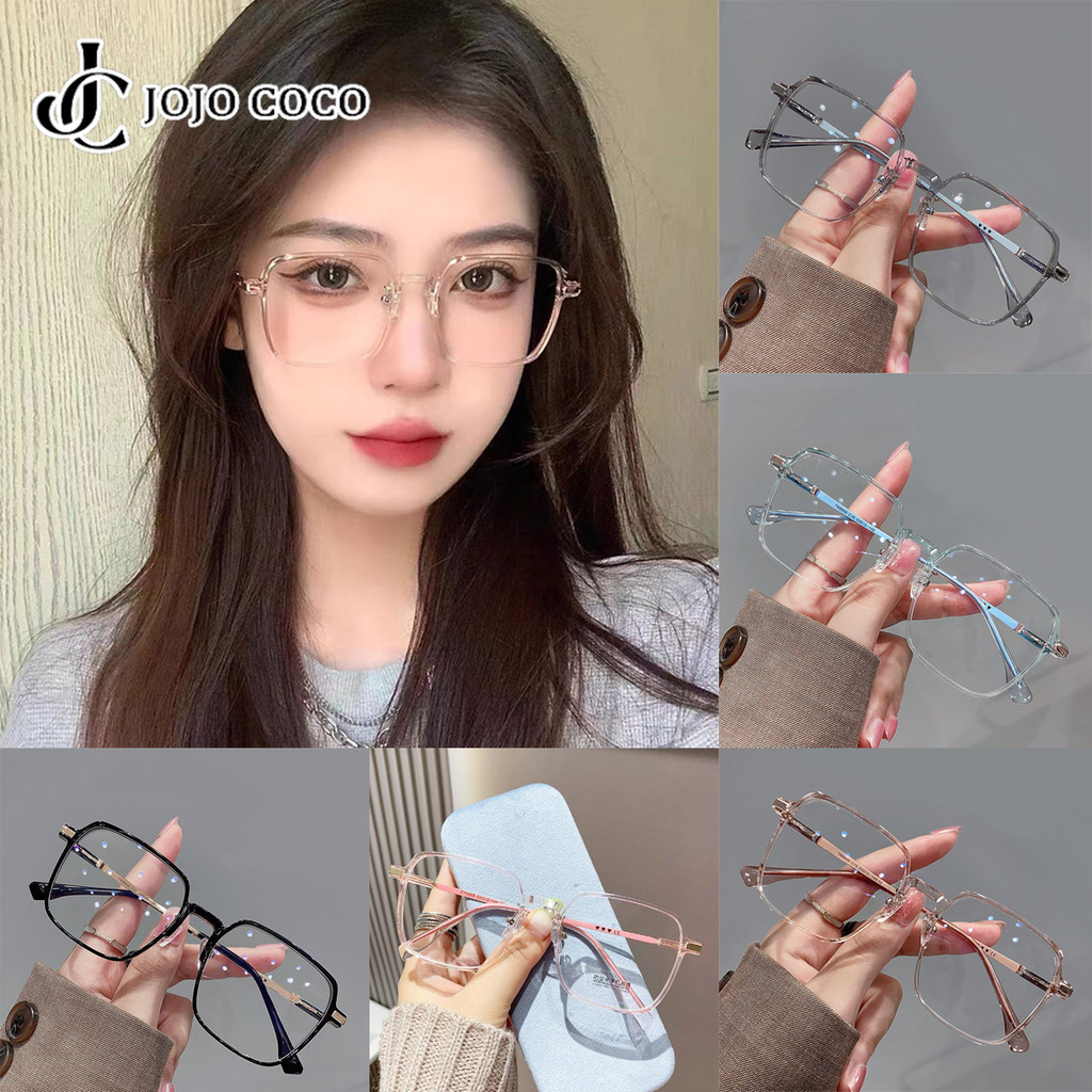 Jojo COCO แว่นตาน้ําหนักเบาพิเศษ, อุปกรณ์เสริมกรอบแว่นตากรอบใหญ่ผู้หญิงสไตล์วิทยาเขตบริสุทธิ์