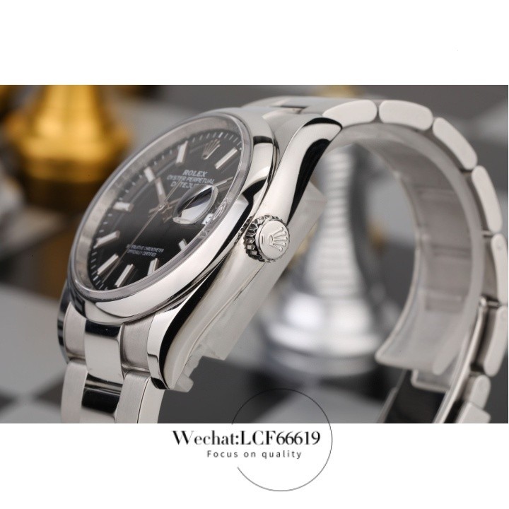 Rz70หน้าปัดสีดำเทรนด์เรียบง่าย, Rolex Datejust ธุรกิจแฟชั่นอัตโนมัติสายรัดสแตนเลสเรียบหรูหรูหราหรูหรานาฬิกาผู้ชาย
