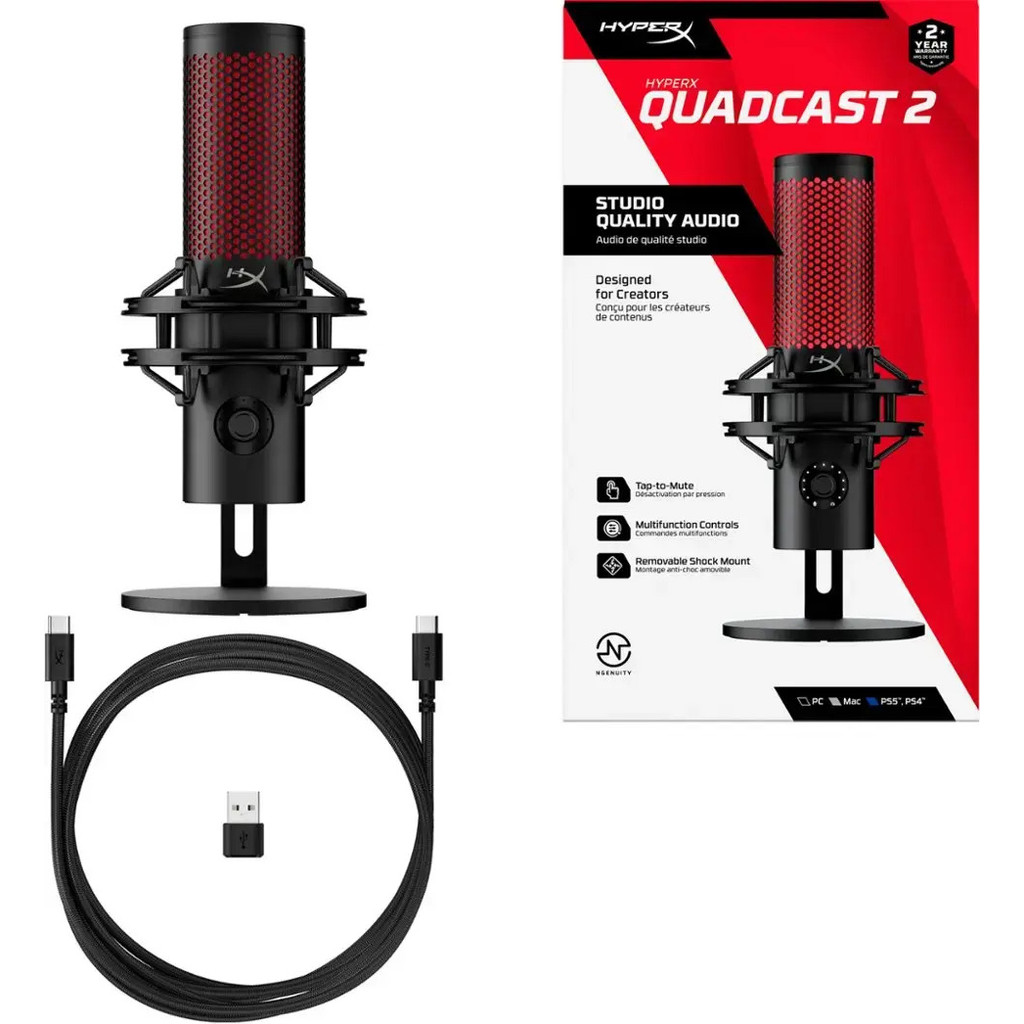 HyperX QuadCast 2 - Gaming Microphone USB-C USB-A ไมโครโฟน