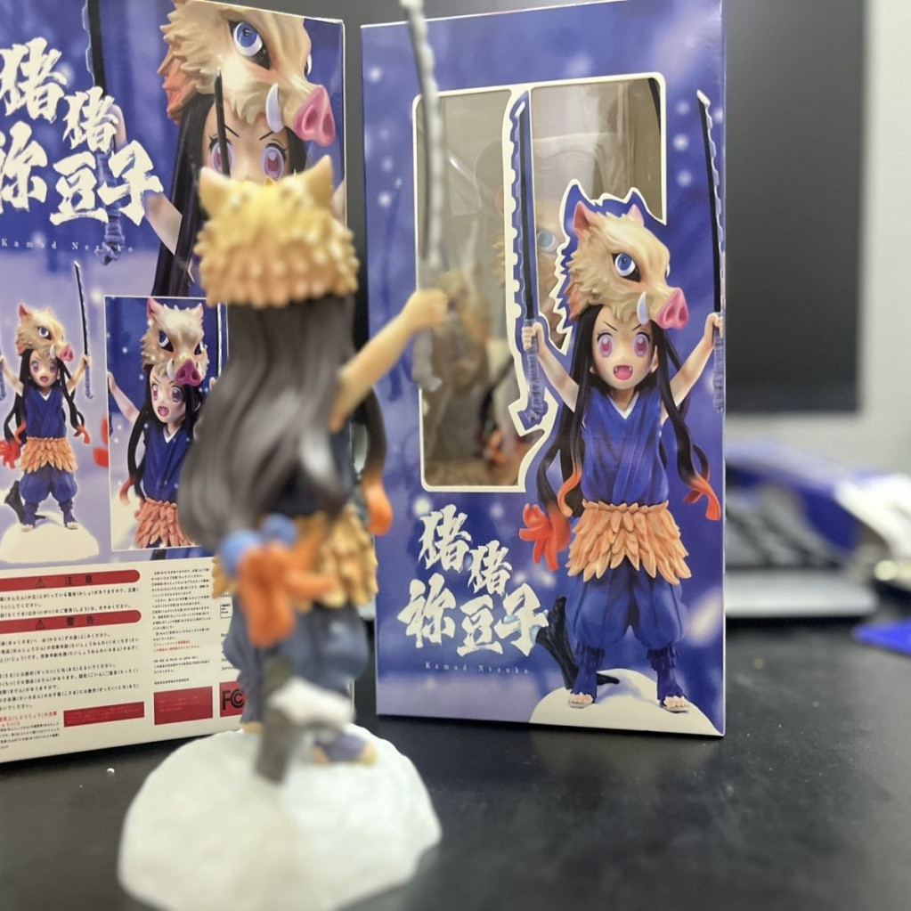 ของแท้ Nezuko cos Inosuke Demon Slayer การ์ตูนน่ารักหัวหมูรูปเครื่องประดับของขวัญ - รูปที่ 6