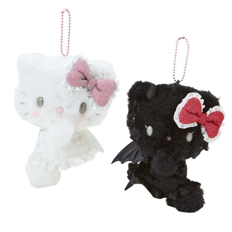 Sanrio Hello Kitty Angels และ Demons Series พวงกุญแจตุ๊กตา KT Plushie จี้การ์ตูนตุ๊กตาของเล่นตุ๊กตาสาวน่ารักของขวัญ