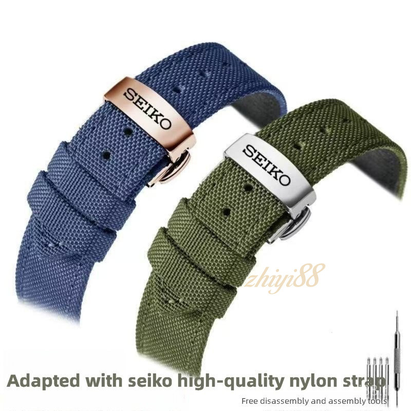 สายรัดผ้าใบไนลอนพรีเมียมสำหรับ Seiko 5 และ Green Water Ghost ขนาด 18-24 มม. - สายรัดนาฬิกากีฬาทนทานแบบยูนิเซ็กซ์