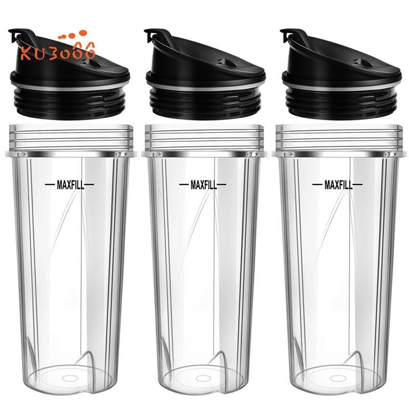 ชิ้นส่วนเปลี่ยนเครื่องปั่นสําหรับเปลี่ยนถ้วยเครื่องปั่น 3 แพ็ค 16 ออนซ์พร้อมฝาปิด To-Go สําหรับ QB30