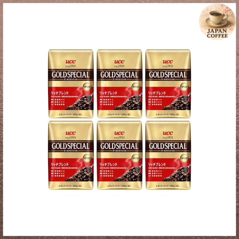Gold Special UCC Roasted Beans Rich Blend 1500g (250g × 6 packs) Regular Coffee (Whole Beans)【Whole 