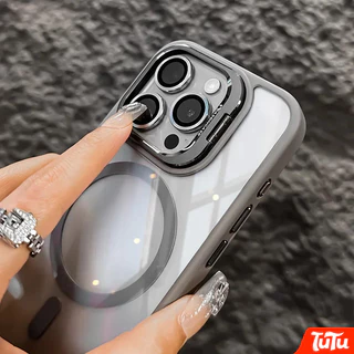 TuTu กันกระแทกโปร่งใสแม่เหล็กขาตั้งโทรศัพท์เลนส์ป้องกันหรูหราสําหรับ iPhone 17Air 17 16 14 13 12 11 15 Pro Max 16 Plus เคสโทรศัพท์