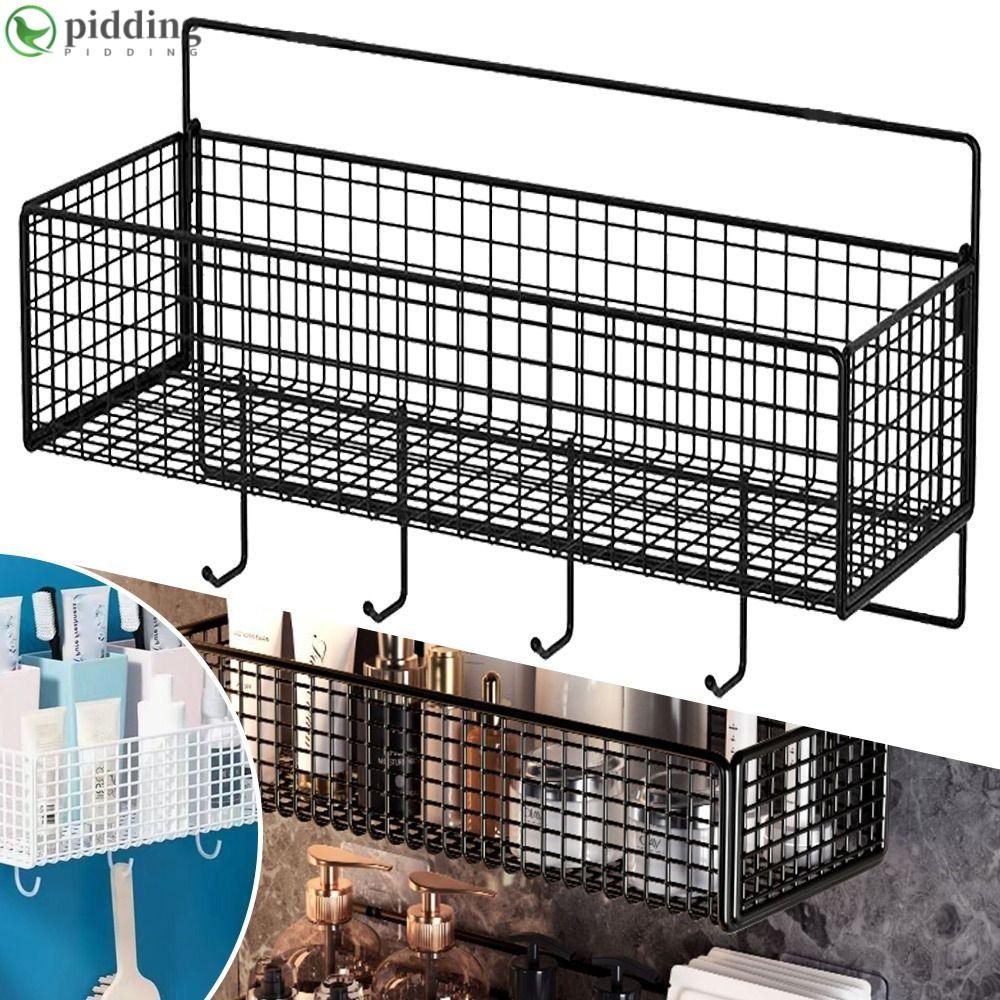 PIDDING 1 ชิ้นห้องน้ํา Organizer, Wall Mount ห้องครัวห้องน้ําจัดเก็บตารางชั้นวาง, แชมพูเจลอาบน้ําแต่งหน้า Suspension ประเภท No-Punch Storage Rack