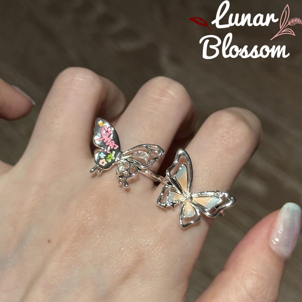 Lunar Blossom🎀แหวนแฟชั่นสไตล์เกาหลี🎀COD แหวนผีเสื้อวินเทจ งานเกาหลีแหวนผู้หญิง พร้อมส่งในไทย