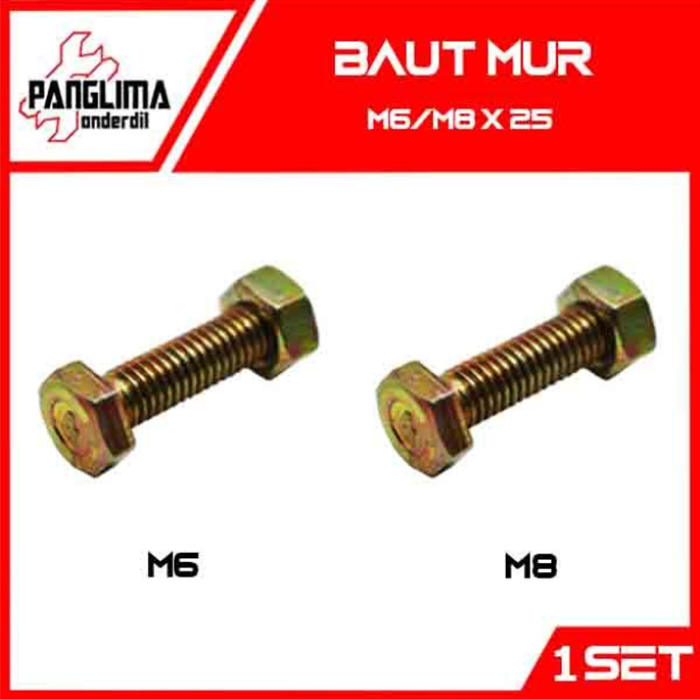 1 PC Bolt Nut M6x25 M8x25 M6 M8 x 25 8x25 M 8 6 Nut Bolt สีเหลือง 10 12
