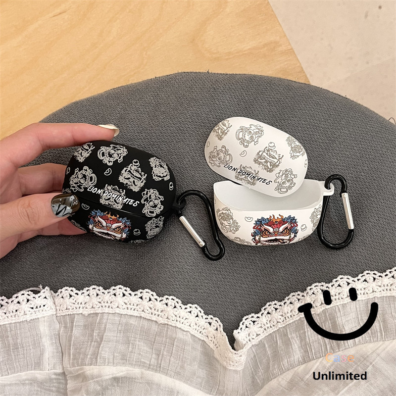 สําหรับ Baseus BP1 Pro เคส Case เคสหูฟังบุคลิกภาพ สิงโตขาวดํา motif