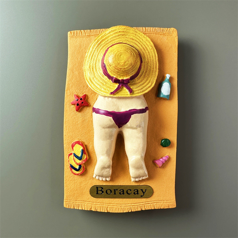 ฟิลิปปินส์ Boracay Creative Beach Sunbathing Bath Travel ตกแต่งที่ระลึกทาสีแม่เหล็กตู้เย็นสติกเกอร์ข