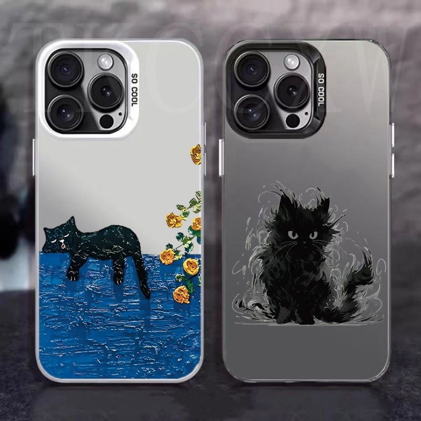 Artistic Black Cat Frosted สําหรับ Vivo V30 V29 V27 V40 Pro V50 V40 Lite V30E V29E V27E V25 V25E V23