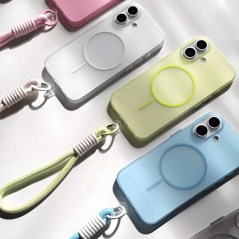 พร้อม Lanyard/ใหม่ 16 เคสแข็งพีซีด้าน/สีขาวใช้ได้กับ iphone 12 13 14 15 16 pro max กรณี