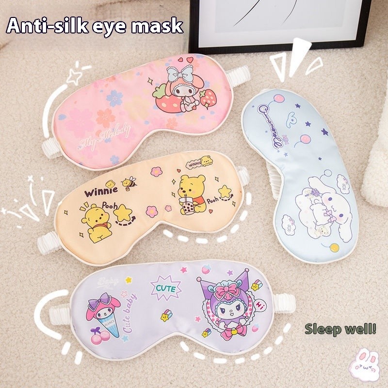 Sanrio Kuromi Melody Sleep Eye Mask สําหรับเด็ก | ฝาครอบตาการ์ตูนกันแสง | ผ้าปิดตานอนนุ่มสบาย | การออกแบบเจลทําความเย็นเพื่อผ่อนคลายดวงตา