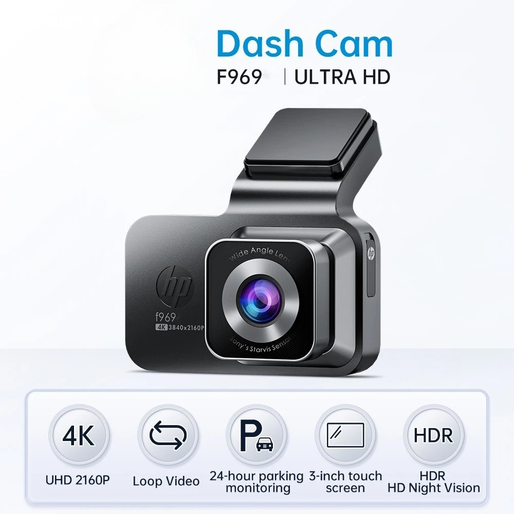 กล้องติดรถยนต์ HP กล้อง dash cam 4k HD night vision WiFi DVR ห่วงวิดีโอการตรวจสอบที่จอดรถรถ dashcam 