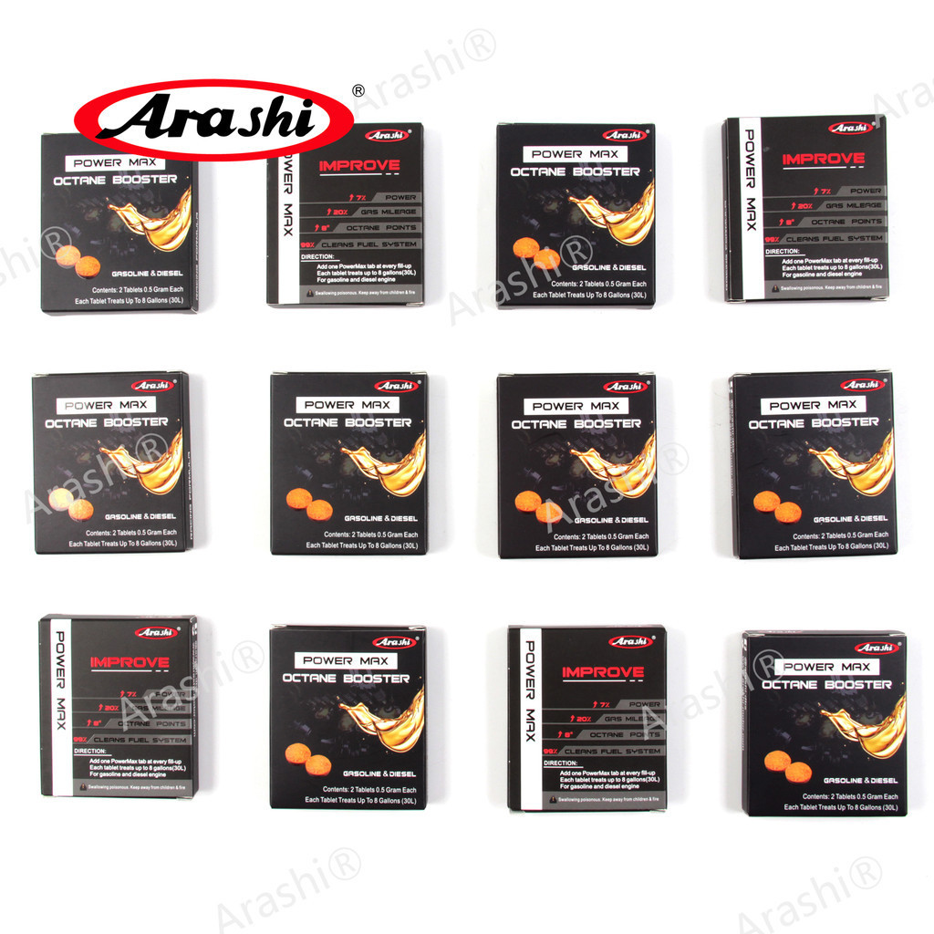 Arashi 12 Pack Power Max แท็บเล็ต Octane Booster น้ํามันแก๊สการใช้เบนซิน Additive Saver ทําความสะอาด