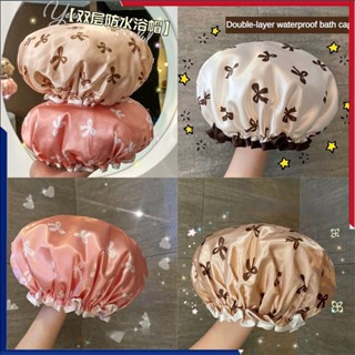 หมวกอาบน้ำ 2 ชั้นสำหรับผู้หญิง กันน้ำ พับได้ พิมพ์ลาย หมวกอา…