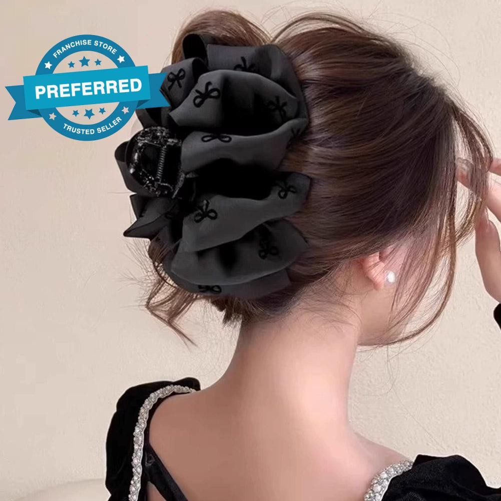 Bubble Net Hairpin คลิปโบว์สีดําสําหรับผู้หญิงหญิงคลิปฉลามขนาดใหญ่ด้านหลังหัว J4f9