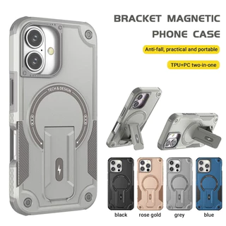 ✅COD✅Case เคส iPhone 17 11 13 15 16 14 12 Pro Max เคสไอโฟน11 Armor เคสโทรศัพท์แม่เหล็กชาร์จไร้สายพร้อมขาตั้งกันกระแทก