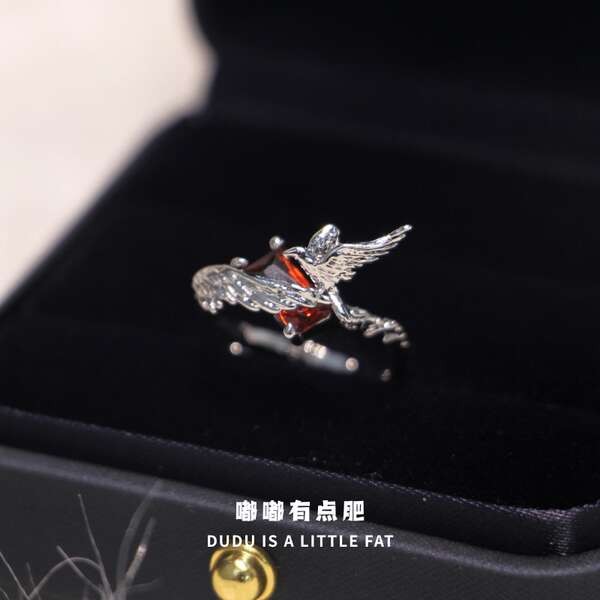 sf cinema ตั๋วหนัง sf S925เงินสเตอร์ลิง Rose Night Crow Qin Che Lian and Deep Sky Crow Ring ใหม่ออกแ