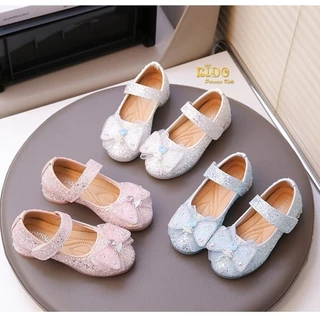 Tsรองเท้าเด็กต้องเผื่อ1.5เซนจากเท้าน้อง(หน้าร้านอยู่รัชดา ลองได้)H187 สีเงิน ชมพู ฟ้า ติดโบว์สีสวย เกร็ดวิ้งๆ