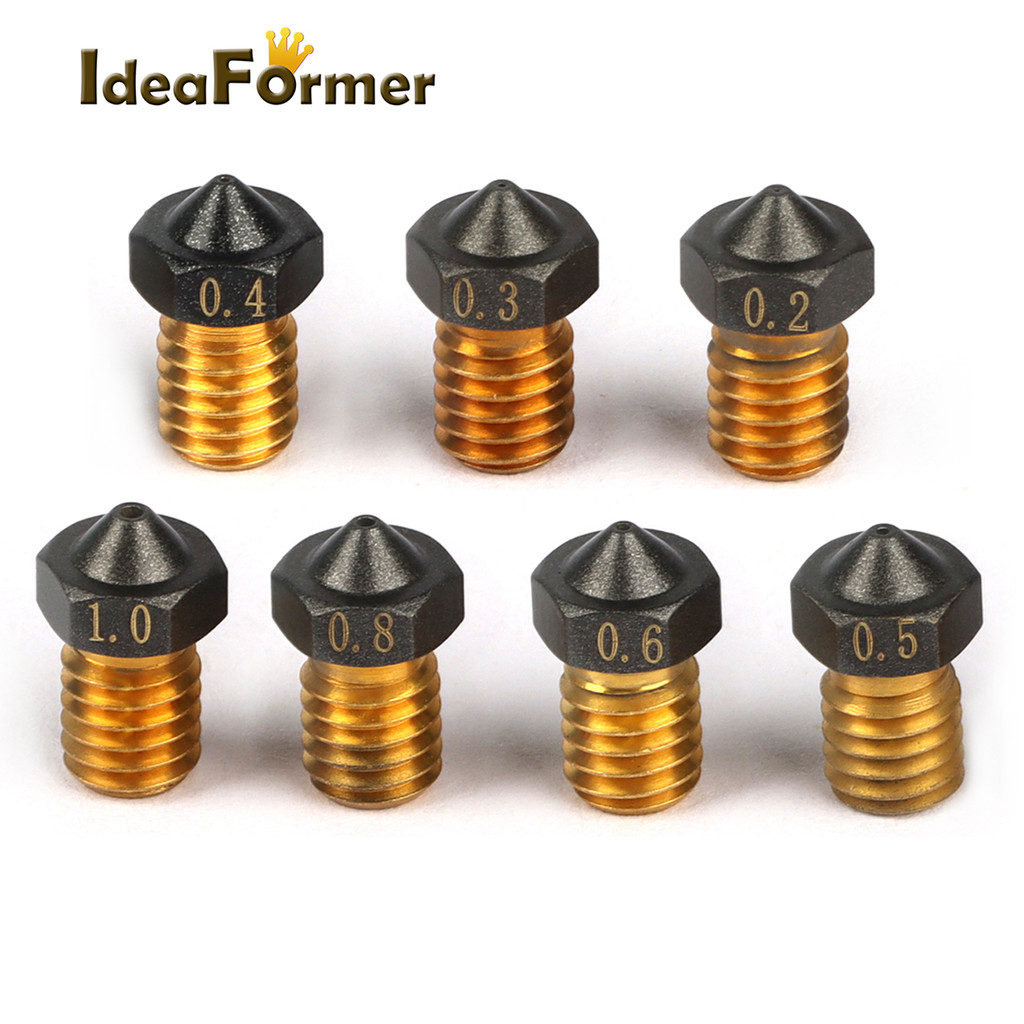 E3D V6 PTFE Coated Brass Nozzle 0.2/0.4/0.5/0.6/0.8/1.0mm 1.75mm M6 3D Printer V6 Nozzles For Ender3