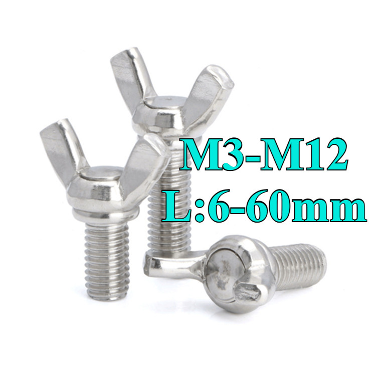 ((LXY) น็อต สกรู หางปลา ปีก สี่เหลี่ยม สแตนเลส 304 เกลียวมิล หยาบ  / Wing Screw Rectangular SUS304 M3/M4/M5/M6/M8/M10/M12 * L: 6-60mm (RM-TH-w)