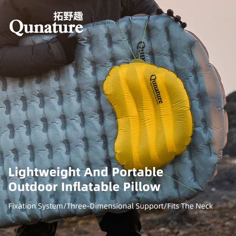 Quature หมอนเป่าลมกลางแจ้งแบบพกพาน้ําหนักเบา Camping Nap เต็นท์ถุงนอนสามมิติสนับสนุน Air Cushion หมอ