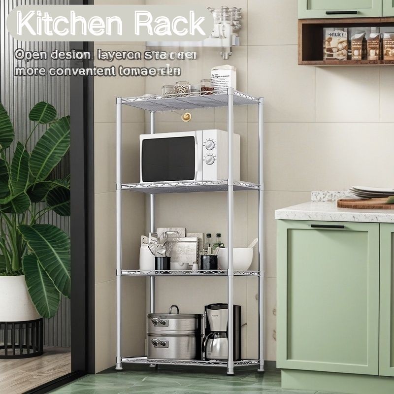 COD Kitchen Shelf Organizer Shelf Multi-Layer Bathroom Organizer Storage Rack All-Steel 3/4/5 Layers