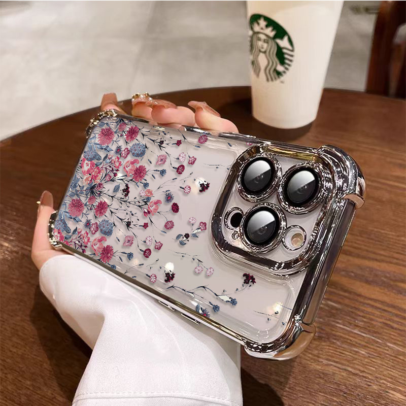 3 in1 ดอกไม้ฝอยสําหรับ Vivo Y77 Y77E Y50 Y51 2020 Y52S Y7S Y70S Y72 Y73S Y76S เคสโทรศัพท์นุ่ม Anti f