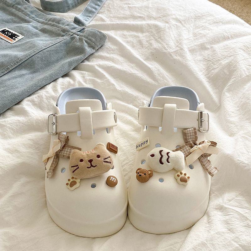 การ์ตูนน่ารัก Bowknot Cat รองเท้าปลานุ่มสำหรับผู้หญิง ออกแบบมาเพื่อความสะดวกในฤดูร้อน มีพื้นโฟมหนาป้องกันการลื่นไถล - รูปที่ 2