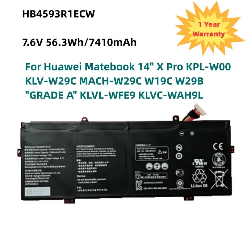 HB4593R1ECW Battery For Huawei Matebook 14" X Pro KPL-W00 KLV-W29C MACH-W29C W19C W29B "GRADE A" KLV