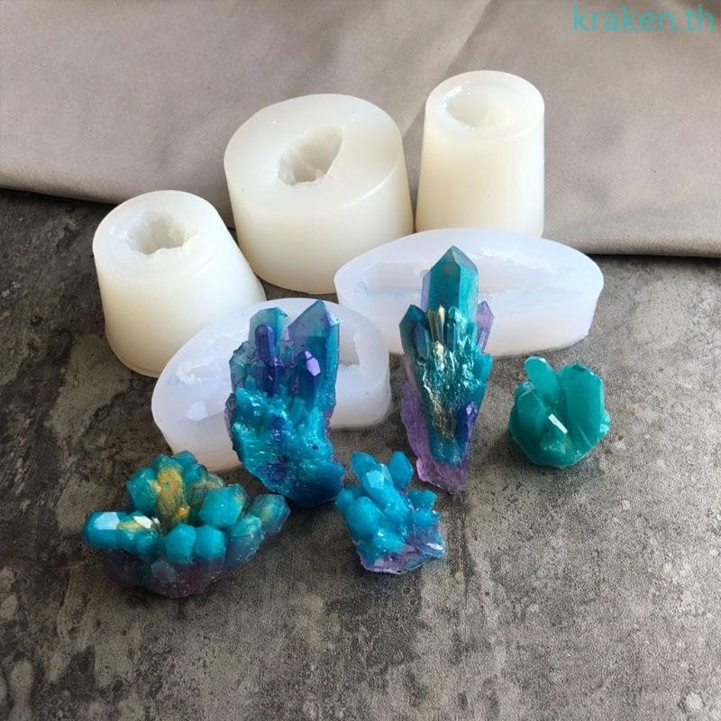 5 Shapes Natural Druzy Stone Quartz Rock Cluster Resin Mold Jewelry Making Tools