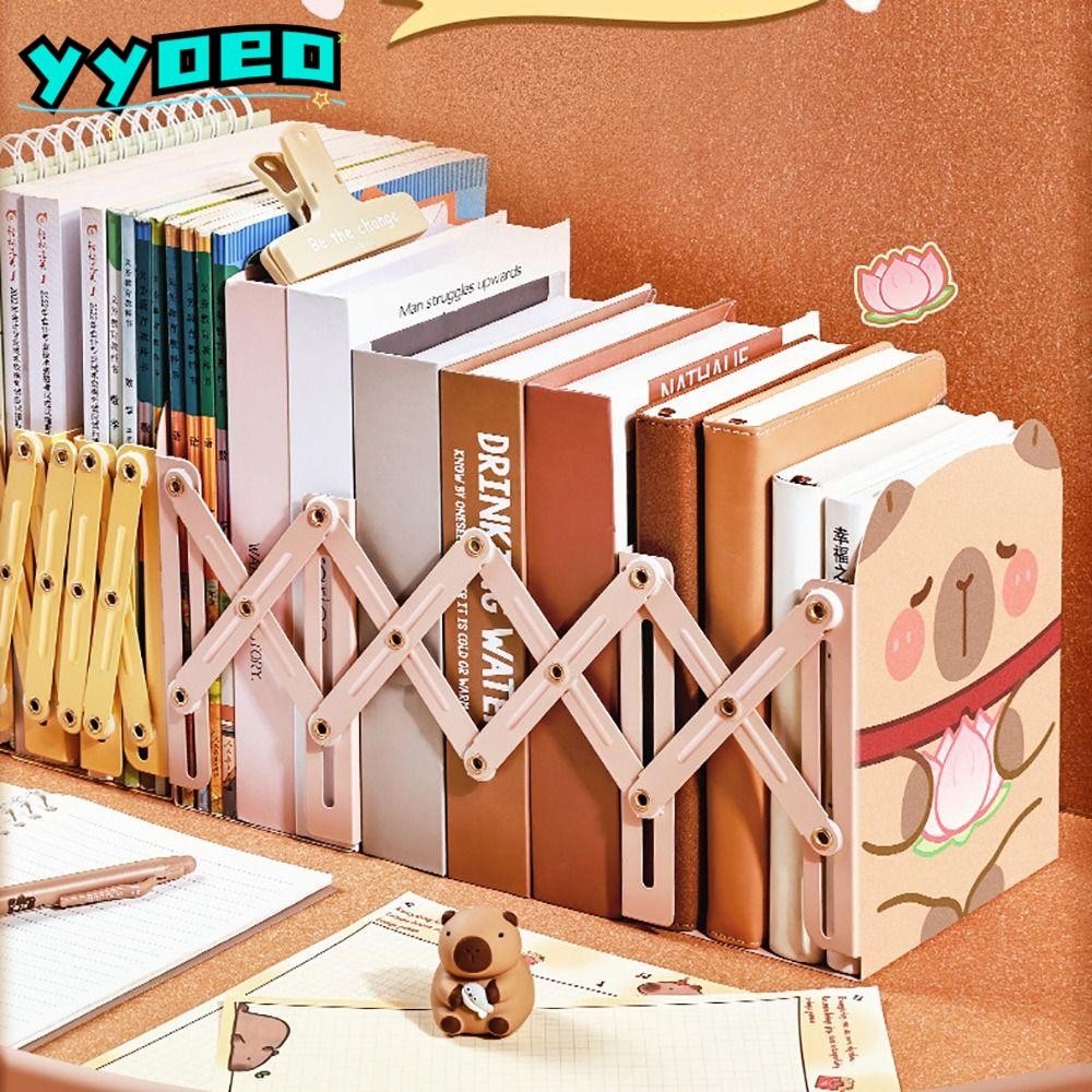 YYOEO ชั้นเก็บหนังสือ, Capybara/Panda Multi-Functional Bookends, พับ Anti Skid ปรับ Scalable โลหะ Desktop Organizer นักเรียน