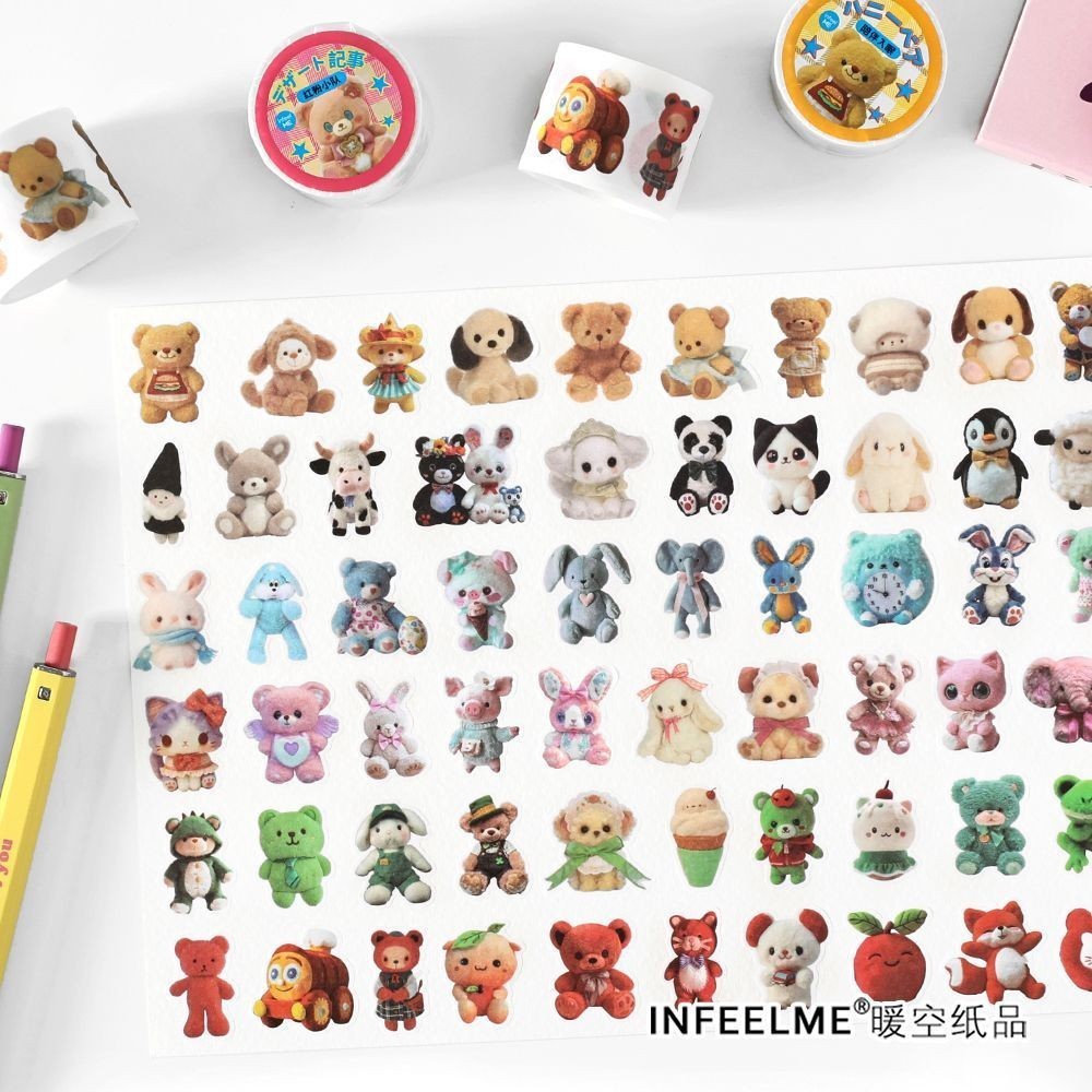 น่ารัก Washi เทปชุด Kawaii สัตว์ตกแต่ง Washi เทปสําหรับ Scrapbooking อุปกรณ์ Bullet Journal อุปกรณ์ 