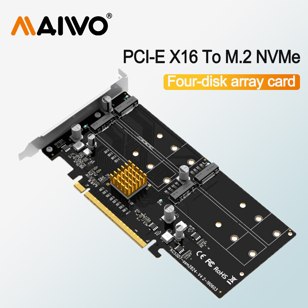 MAIWO M.2 NVMe SSD เร่ง Four-Disk Raid Array Card การ์ด M Key PCI-e 3.0 GEN 3 X16 5 RAID โหมดทํางานท